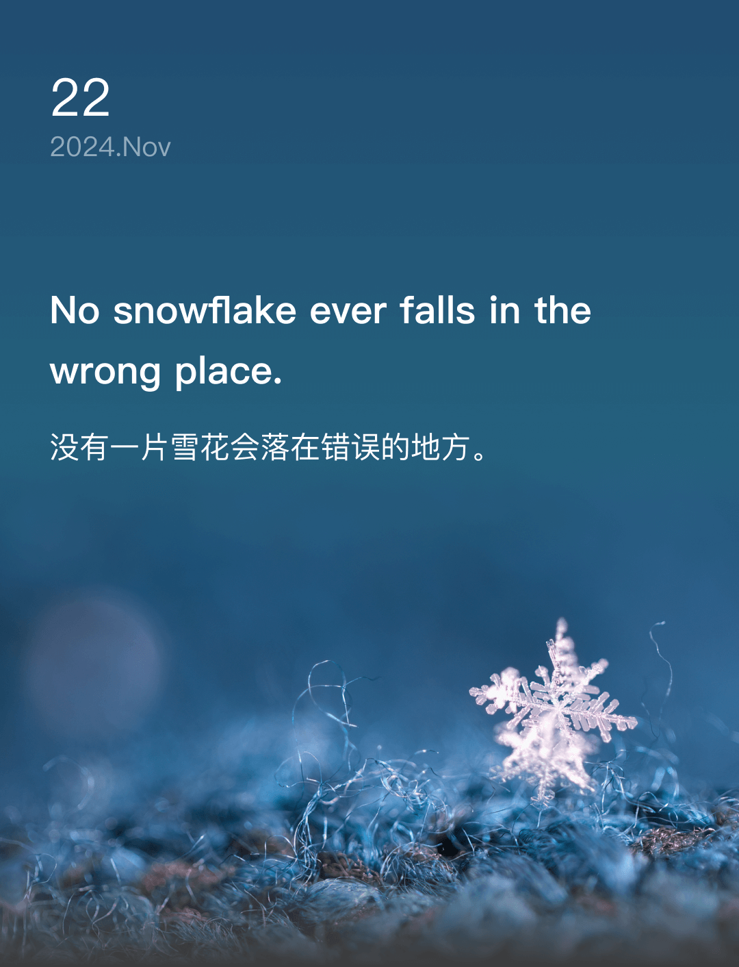 没有一片雪花会落在错误的地方。