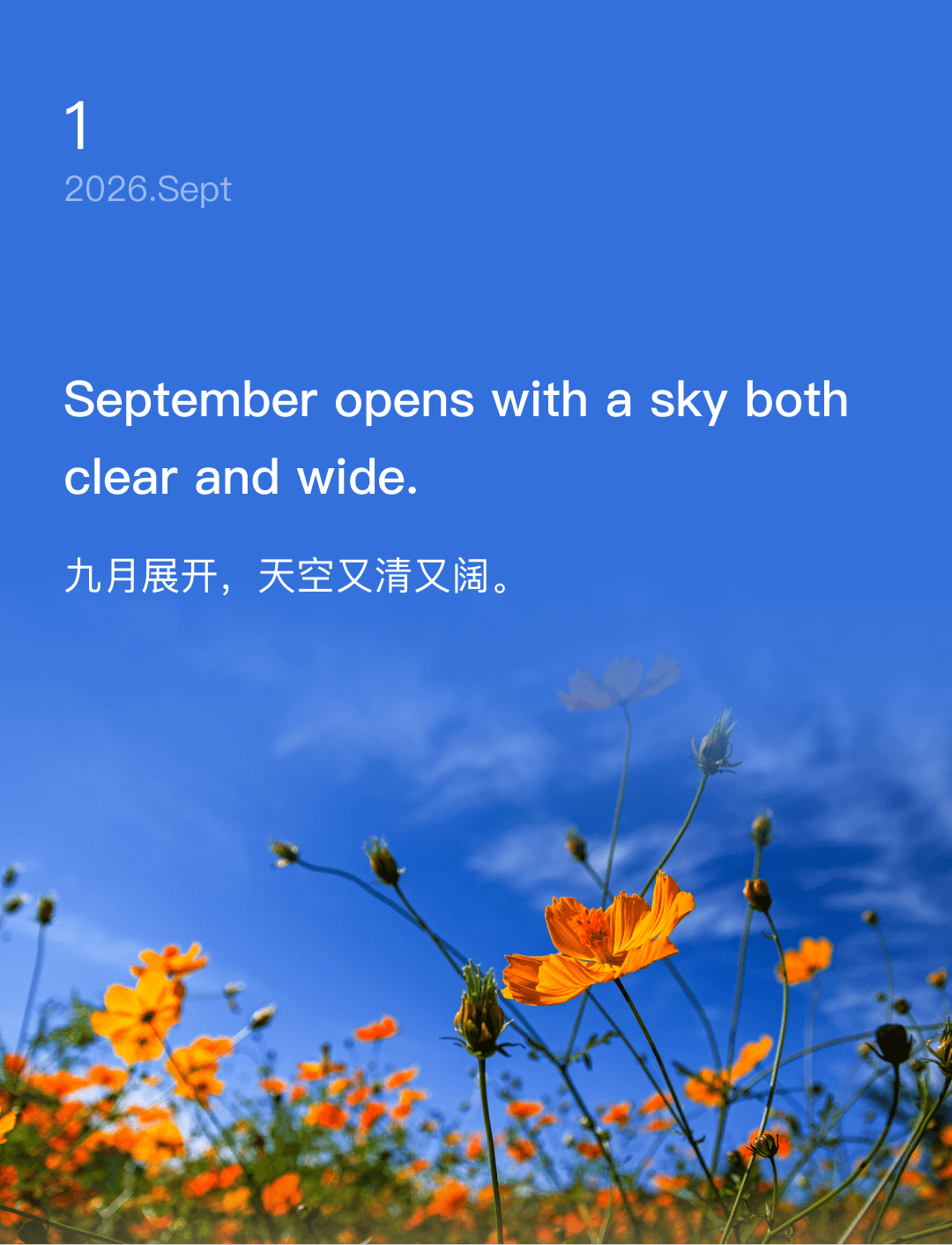 九月展开,天空又清又阔。